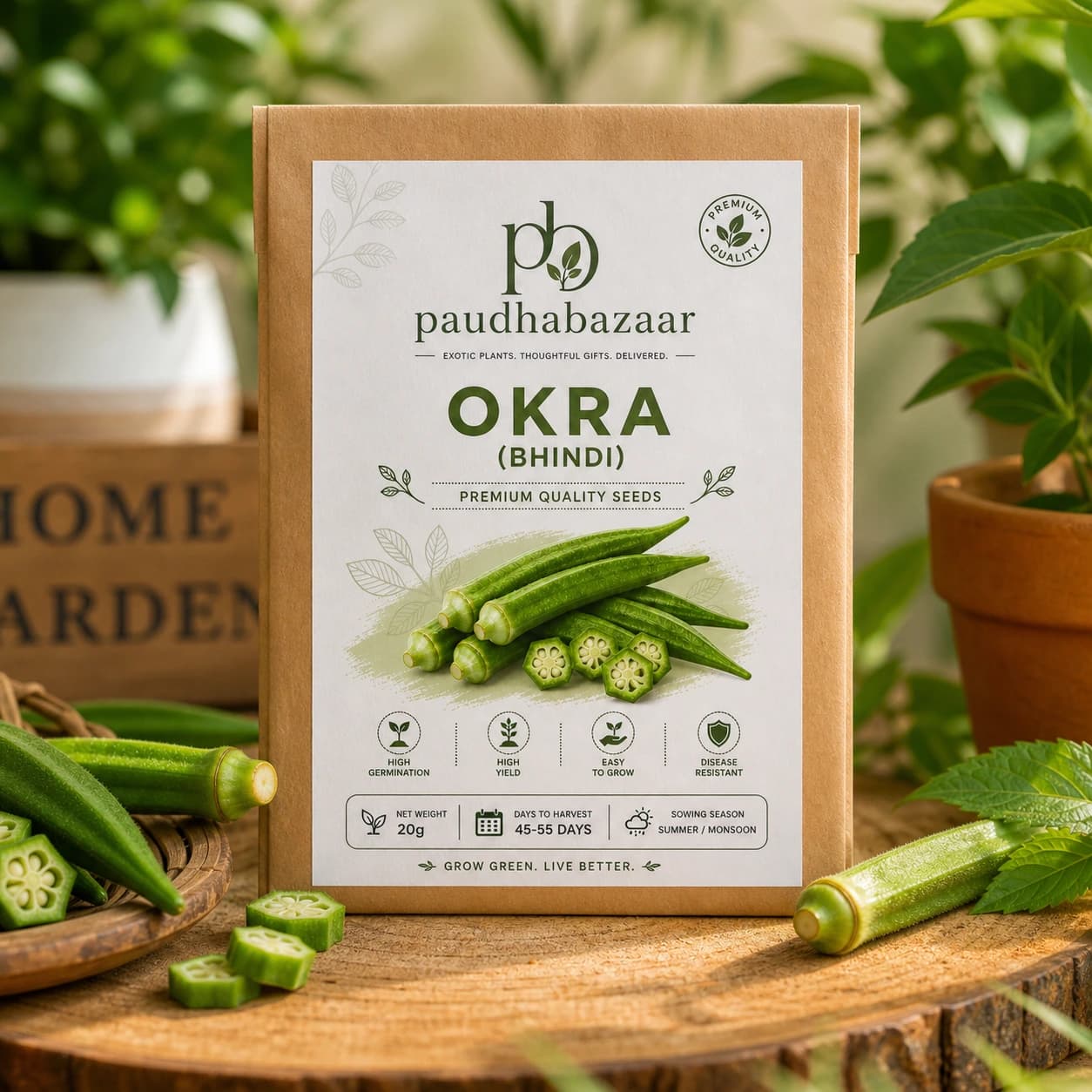 Premium Okra (Bhindi) Seeds for Home Gardening
