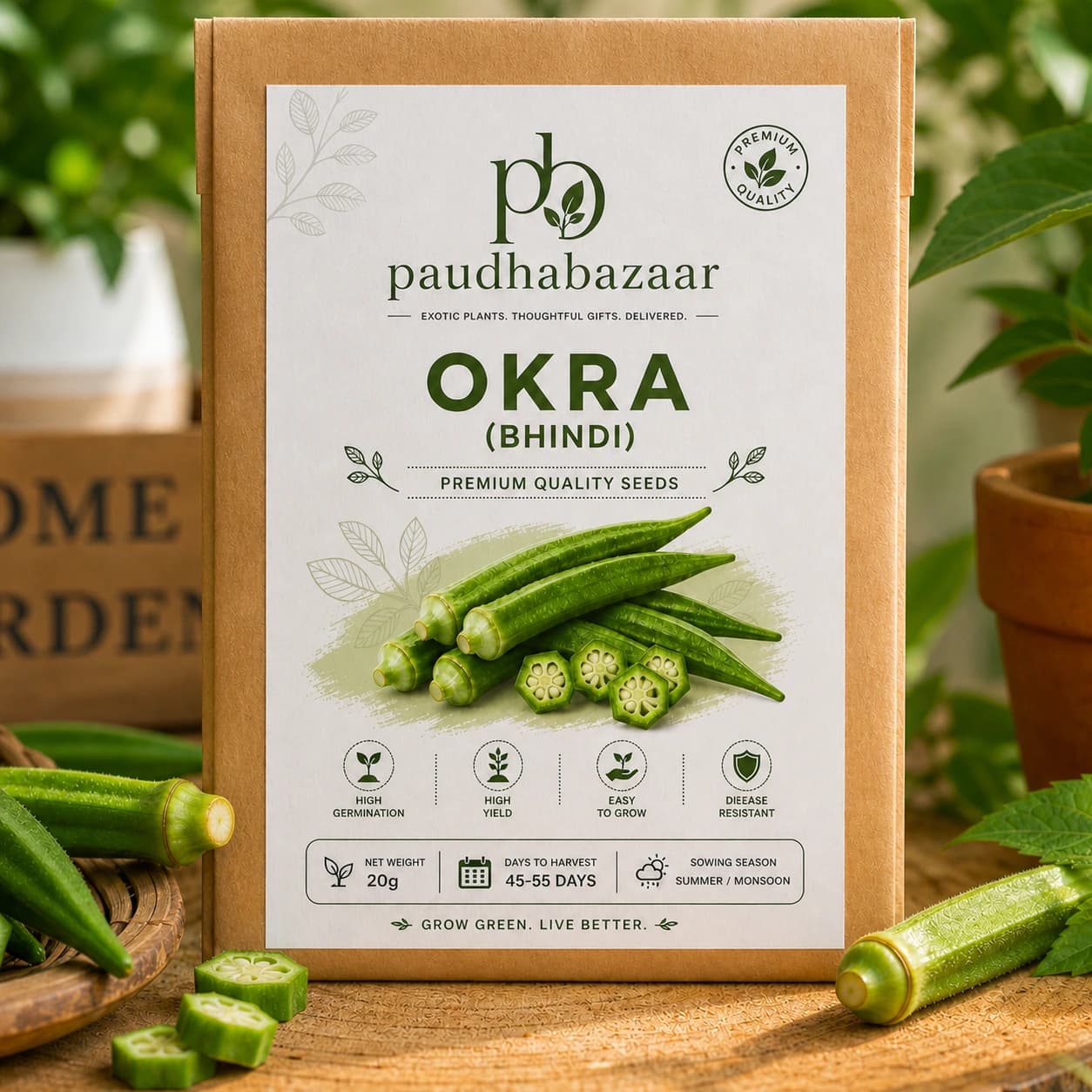 Premium Okra (Bhindi) Seeds for Home Gardening