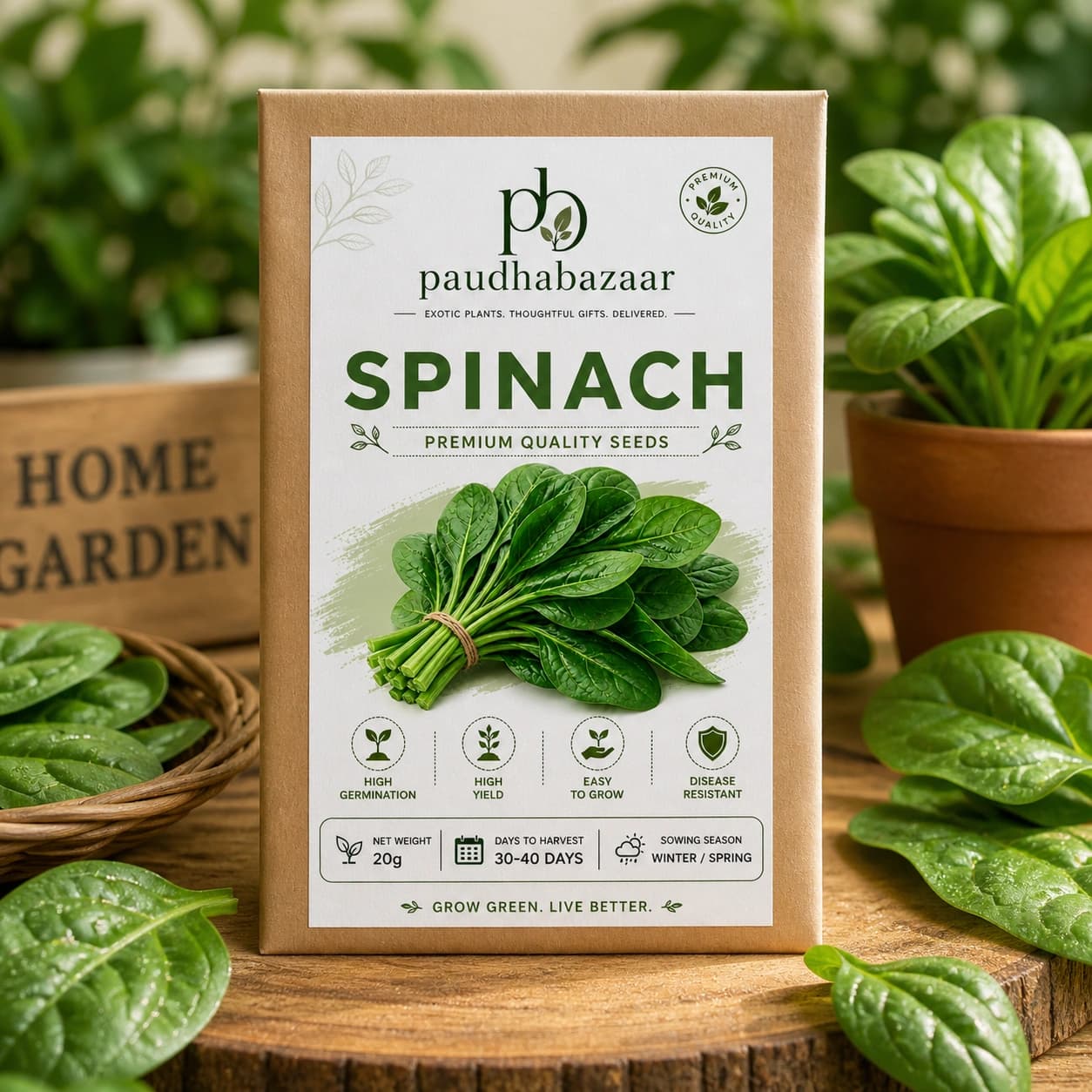Premium Spinach (Palak) Seeds for Home Gardening